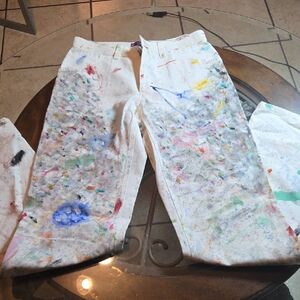 Ralph Lauren White Pants with Paint Color Accents.sz 4.